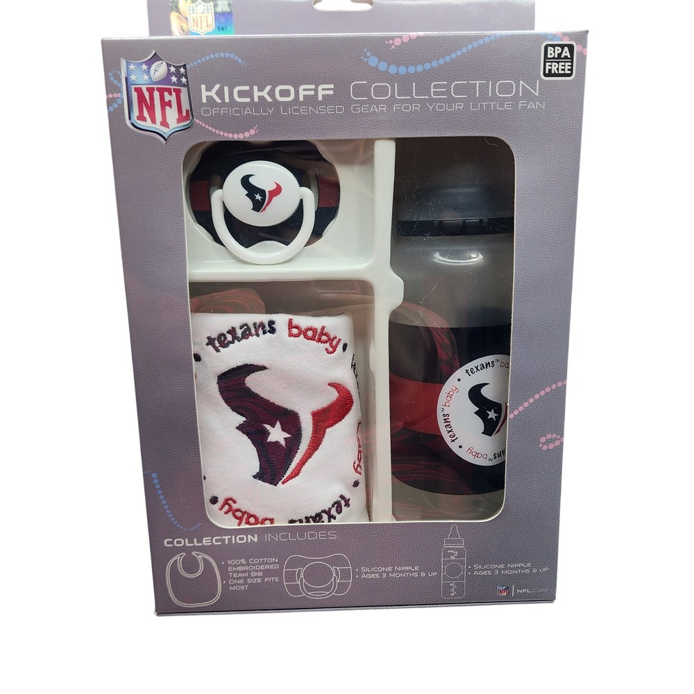Houston Texans NFL Kickoff Collection Baby‎ Bib Pacifier Bottle Set Licensed